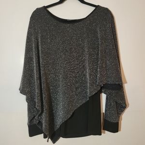 Joseph Ribkoff women's silver black metallic cold shoulder dolman sleeve size 8